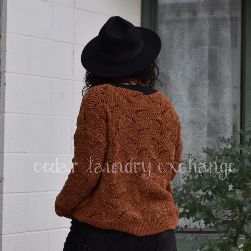 Soft Chenille Sweater In Rust - Picture 6 of 8